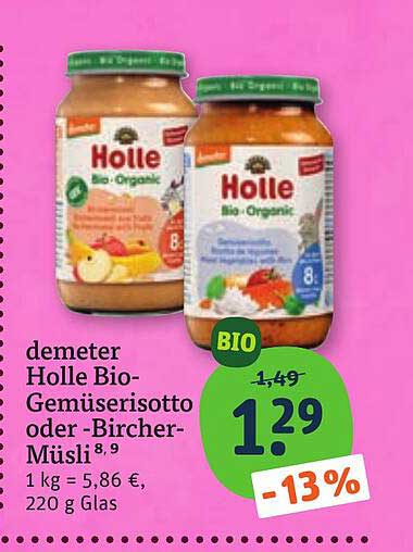 demeter Holle Bio-Gemüserisotto oder -Bircher-Müsli 8+