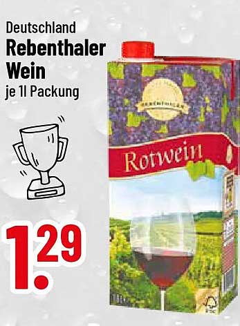 Deutschland Rebenthaler Wein je 1l Packung
