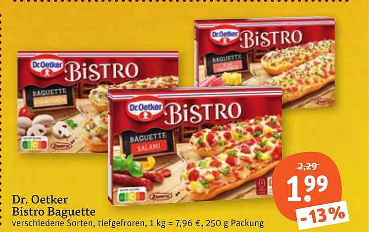 Dr. Oetker Bistro Baguette verschiedene Sorten, tiefgefroren, 250 g Packung