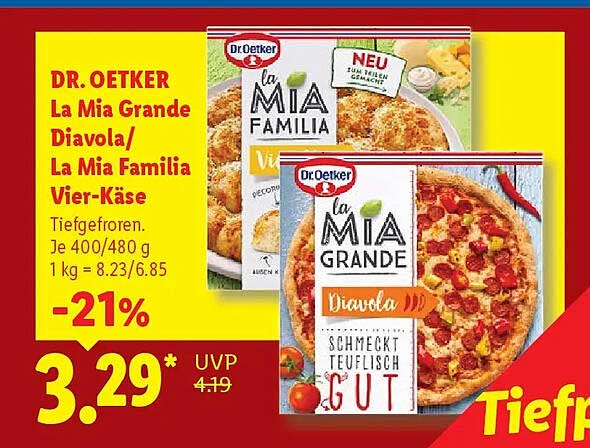 DR. OETKER La Mia Grande Diavola/ La Mia Familia Vier-Käse