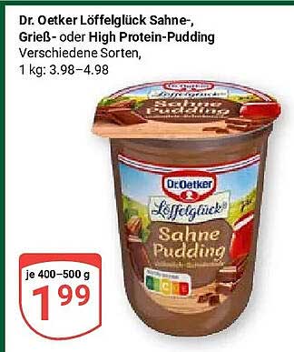 Dr. Oetker Löffelglück Sahne-, Grieß- oder High Protein-Pudding Verschiedene Sorten, 1 kg: 3,98–4,98