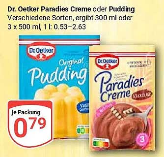 Dr. Oetker Paradies Creme oder Pudding