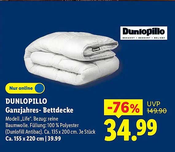 DUNLOPILLO Ganzjahres-Bettdecke