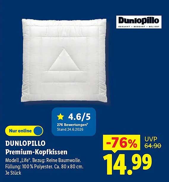 DUNLOPILLO Premium-Kopfkissen