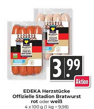 EDEKA Herzstücke Offizielle Stadion Bratwurst rot oder weiß