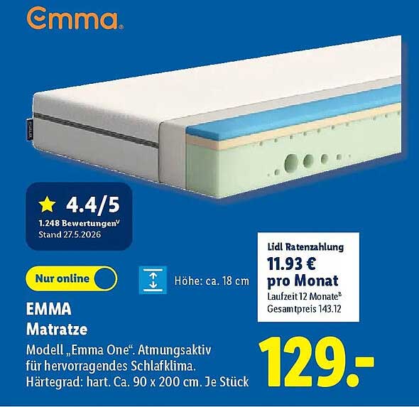 EMMA Matratze Modell „Emma One“
