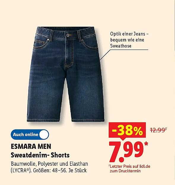 ESMARA MEN Sweatdenim- Shorts