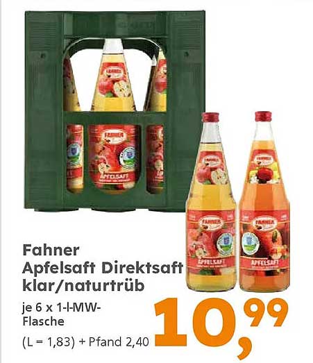 Fahner Apfelsaft Direktsaft klar/naturtrüb