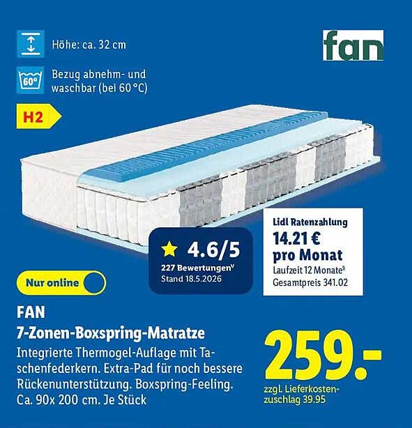 FAN 7-Zonen-Boxspring-Matratze