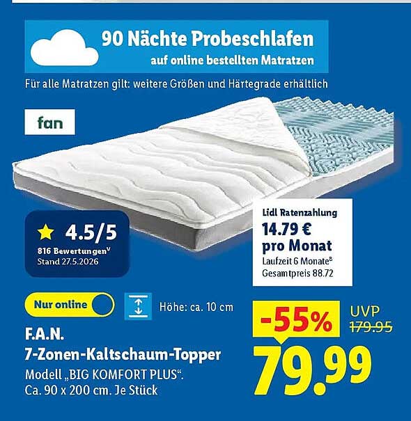 F.A.N. 7-Zonen-Kaltschaum-Topper