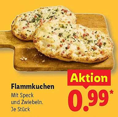 Flammkuchen Mit Speck und Zwiebeln. Je Stück