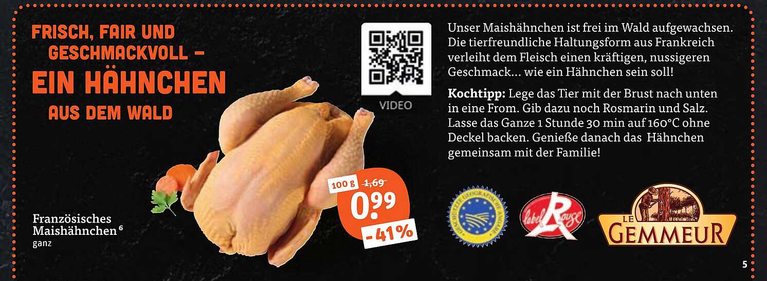 Französisches Maishähnchen ganz