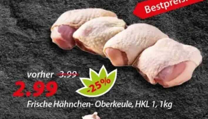 Frische Hähnchen- Oberkeule, HKL 1, 1kg
