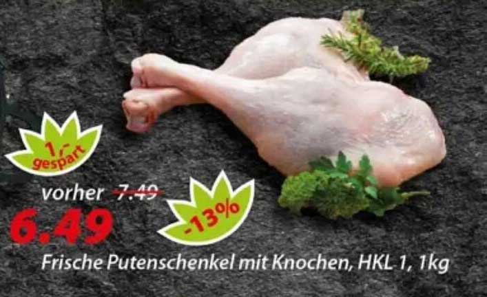 Frische Putenschenkel mit Knochen, HKL 1, 1kg