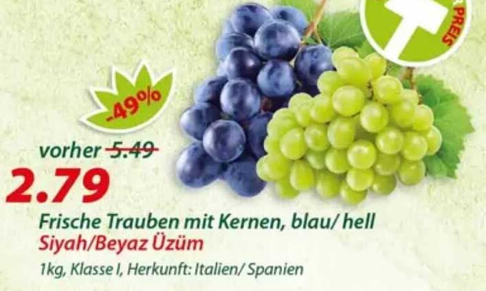 Frische Trauben mit Kernen, blau/hell Siyah/Beyaz Üzüm