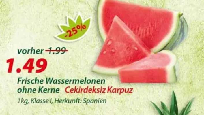 Frische Wassermelonen ohne Kerne Cekirdeksiz Karpuz