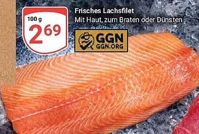 Frisches Lachsfilet Mit Haut, zum Braten oder Dünsten