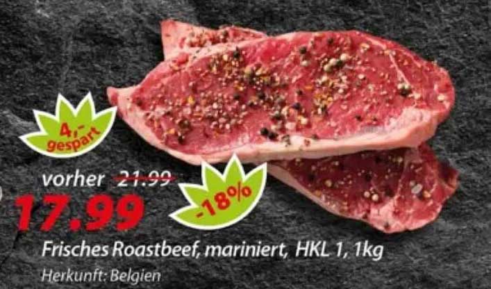 Frisches Roastbeef, mariniert, HKL 1, 1kg