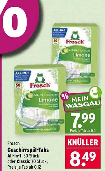 Frosch Geschirrspül-Tabs All-in-1 50 Stück oder Classic 70 Stück, Preis je Tab ab 0.12