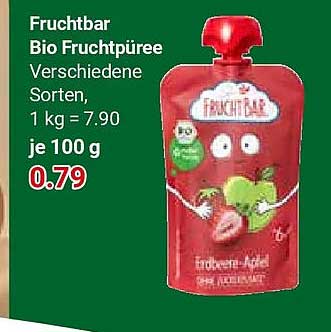 Fruchtbar Bio Fruchtpüree Verschiedene Sorten, 1 kg = 7,90 je 100 g