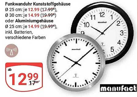 Funkwanduhr Kunststoffgehäuse