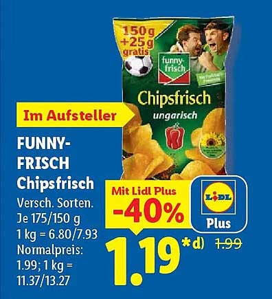 FUNNY-FRISCH Chipsfrisch Versch. Sorten. Je 175/150 g