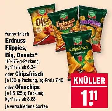 funny-frisch Erdnuss Flippies, Big, Donuts* oder Chipsfrisch oder Ofenchips je verschiedene Sorten