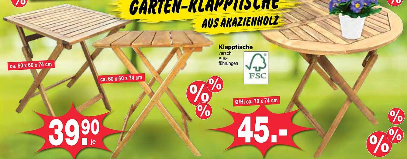 GARTEN-KLAPPTISCHE AUS AKAZIENHOLZ