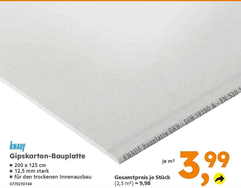 Gipskarton-Bauplatte