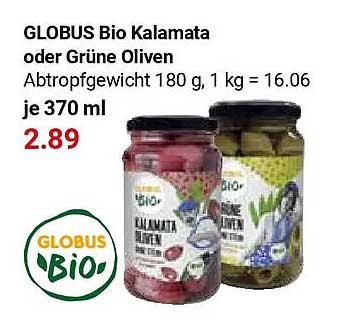 GLOBUS Bio Kalamata oder Grüne Oliven