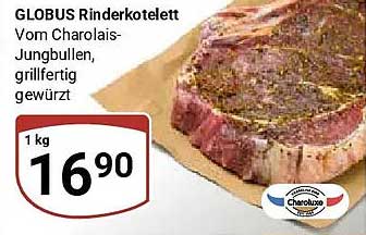 GLOBUS Rinderkotelett Vom Charolais-Jungbullen, grillfertig gewürzt