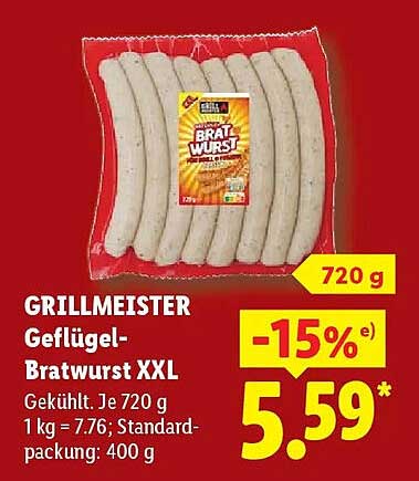 GRILLMEISTER Geflügel-Bratwurst XXL