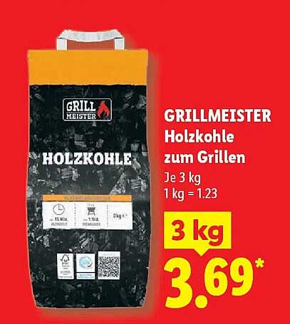 GRILLMEISTER Holzkohle zum Grillen
