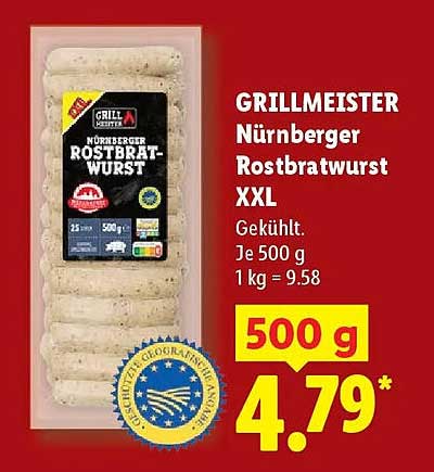 GRILLMEISTER Nürnberger Rostbratwurst XXL