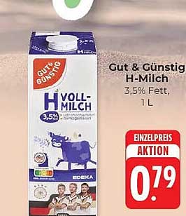 Gut & Günstig H-Milch 3,5% Fett, 1 L