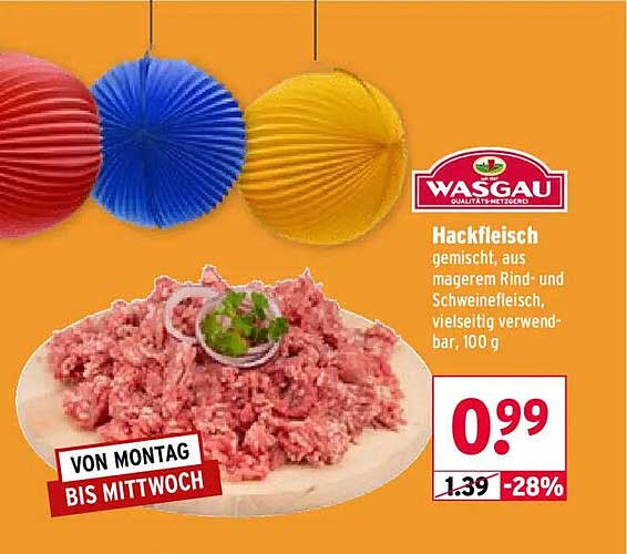 Hackfleisch gemischt, aus magerem Rind- und Schweinefleisch, vielseitig verwendbar, 100 g