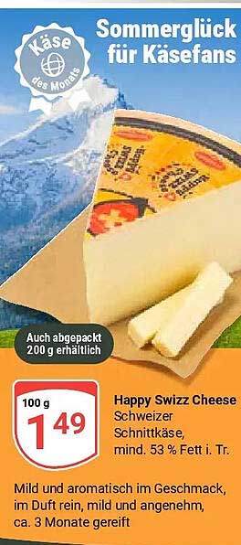 Happy Swizz Cheese Schweizer Schnittkäse, mind. 53 % Fett i. Tr.