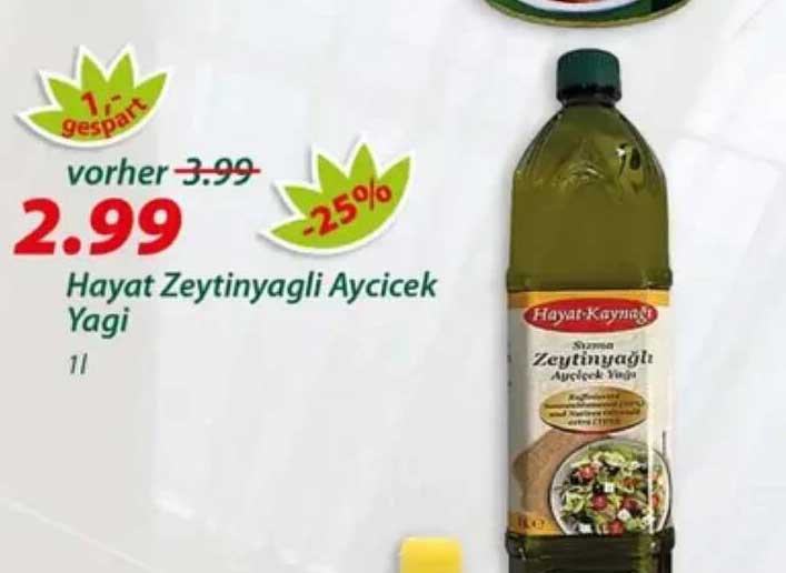 Hayat Zeytinyagli Aycicek Yagi