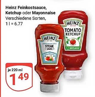 Heinz Feinkostsauce, Ketchup oder Mayonnaise Verschiedene Sorten, 1 l = 6.77