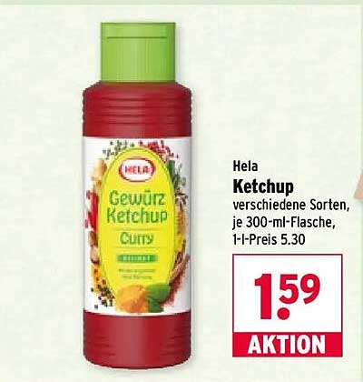 Hela Ketchup verschiedene Sorten, je 300-ml-Flasche, 1-L-Preis 5.30