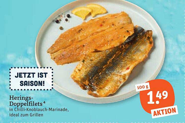 Herings-Doppelfilets in Chili-Knoblauch-Marinade, ideal zum Grillen