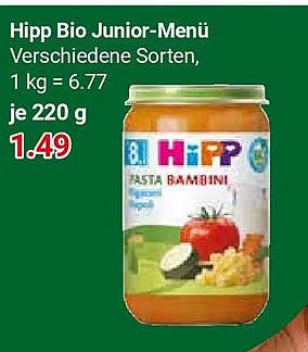 Hipp Bio Junior-Menü Verschiedene Sorten, 1 kg = 6.77 je 220 g