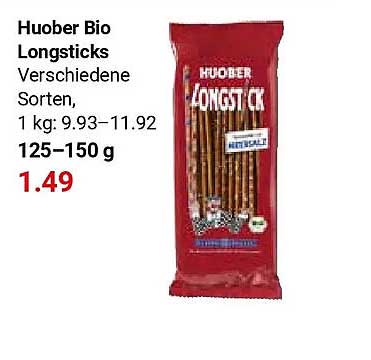 Huober Bio Longsticks Verschiedene Sorten, 1 kg: 9,93–11,92, 125–150 g