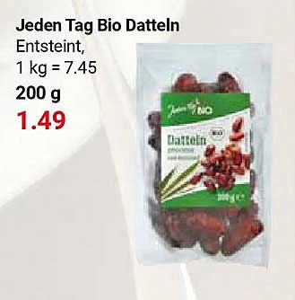 Jeden Tag Bio Datteln Entsteint, 1 kg = 7.45, 200 g