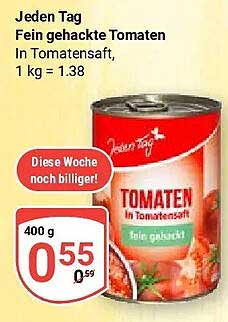 Jeden Tag Fein gehackte Tomaten in Tomatensaft, 400 g, fein gehackt
