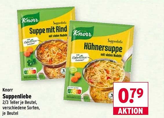 Knorr Suppenliebe 2/3 Teller je Beutel, verschiedene Sorten, je Beutel