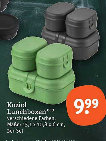 Koziol Lunchboxen verschiedene Farben, Maße: 15,1 x 10,8 x 6 cm, 3er-Set