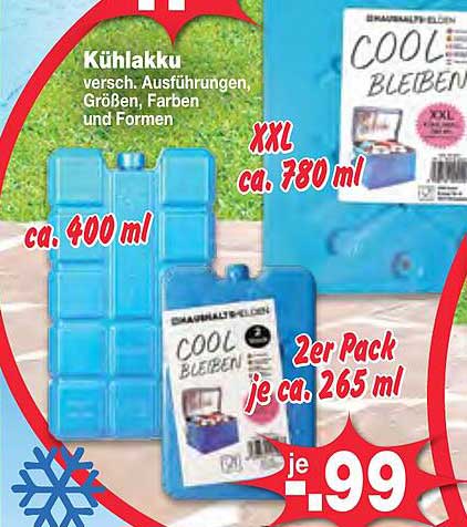 Kühlakku versch. Ausführungen, Größen, Farben