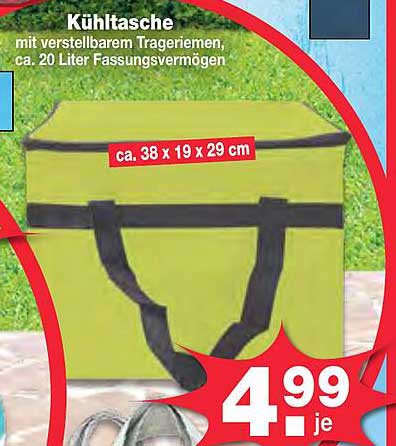 Kühltasche mit verstellbarem Trageriemen, ca. 20 Liter Fassungsvermögen