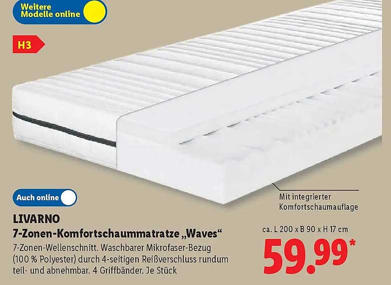 LIVARNO 7-Zonen-Komfortschaummatratze „Waves“